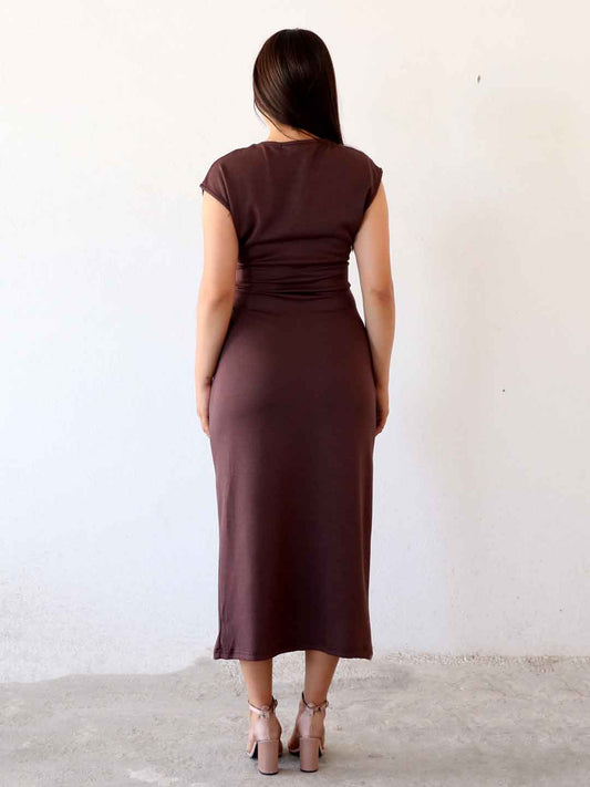Vestido Mesh Café