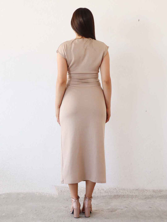 Vestido Mesh Camel