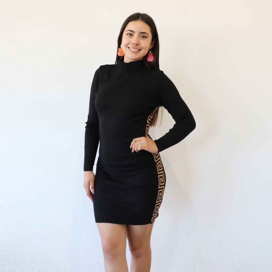 Vestido Moana Negro-Camel