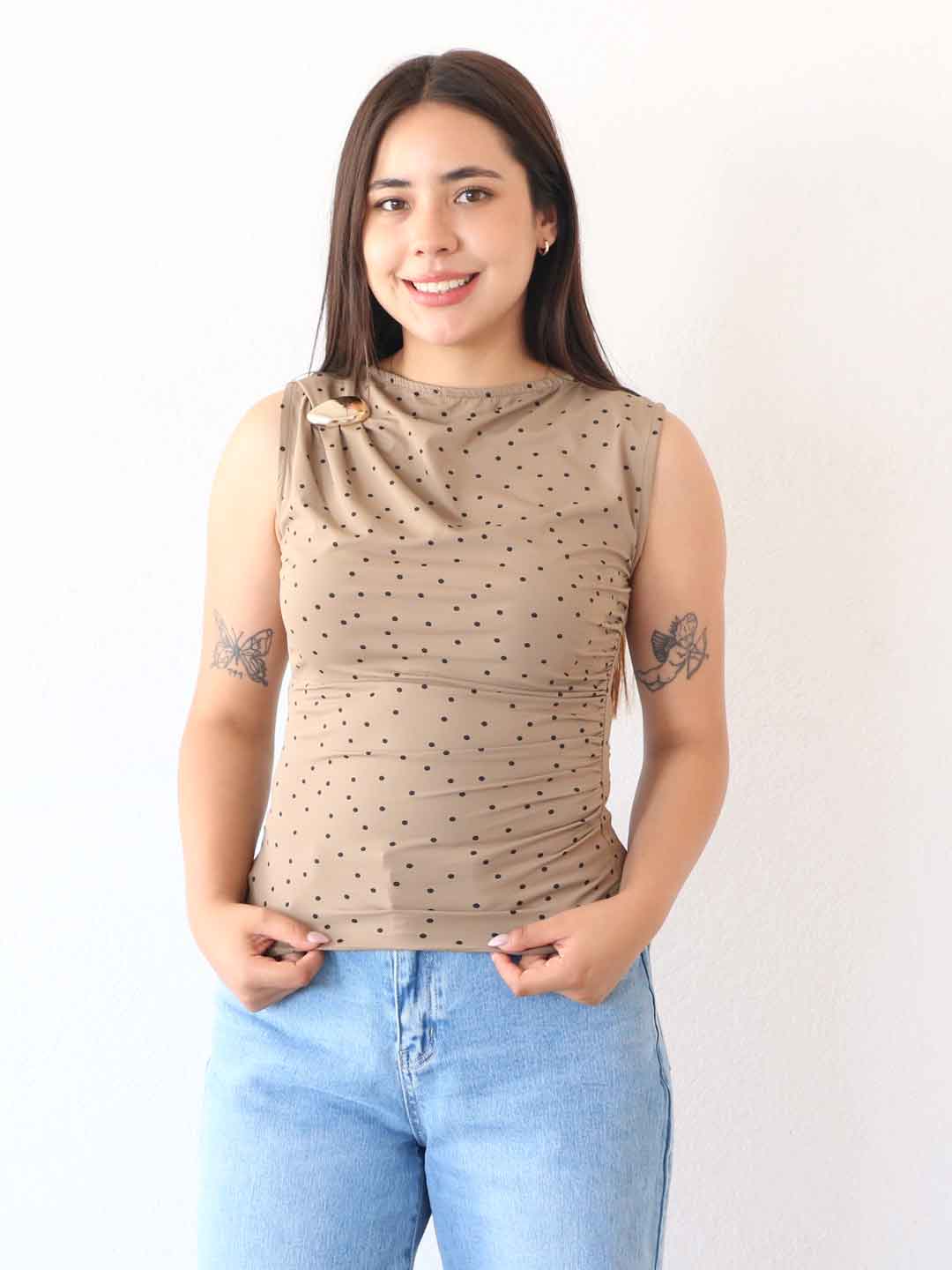 Blusa Halter Caqui