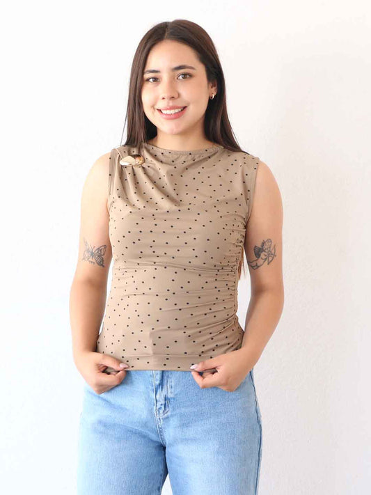 Blusa Halter Caqui